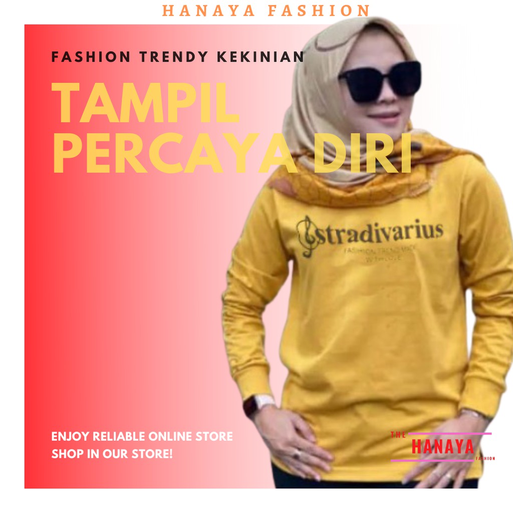 BAJU KAOS WANITA LENGAN PANJANG KEKINIAN | ATASAN SANTAI CEWEK STRADIVARIUS | MODEL TERBARU BISA COD-1