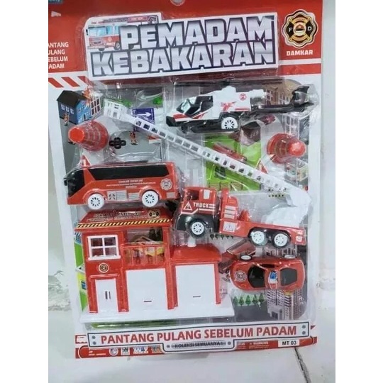 Mainan Mobil Pemadam Kebakaran Set Besar - Mainan Anak Mobil Pemadam Set Murah