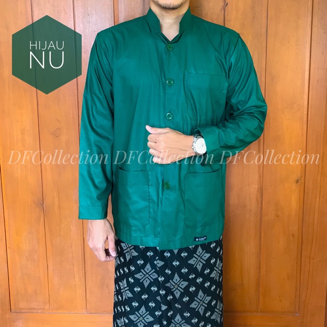 Baju Koko Ammu Collection Hijau Tua, NU, Botol, Baju Koko Muslim Pria Dewasa