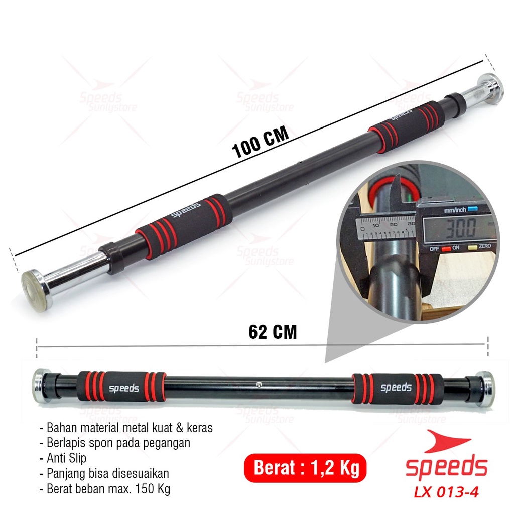 SPEEDS Pull Up Bar /Chin Up /Iron Gym /  Alat fitness doorway door Bar 013-4-2