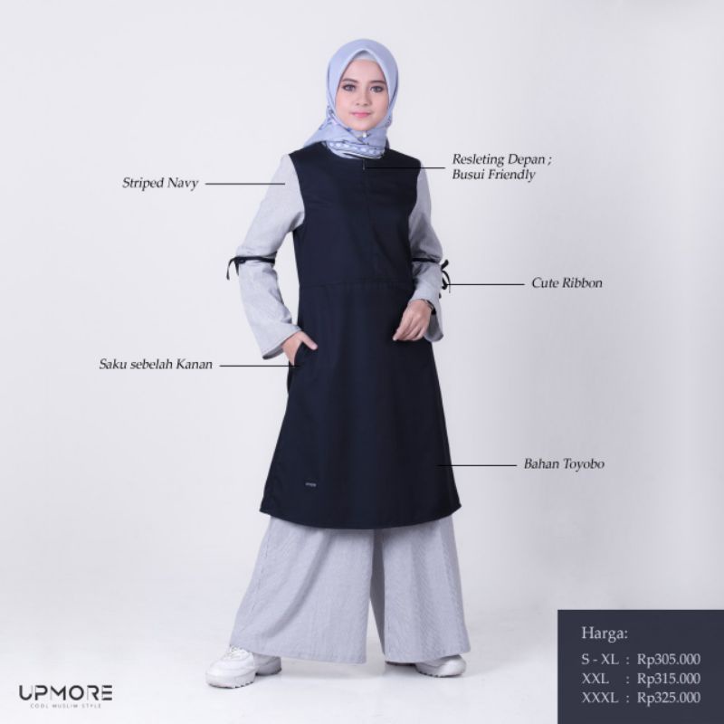 CULLOTE SET MALAYKA STRIPPER NAVY UPMORE KULOT SET TUNIK