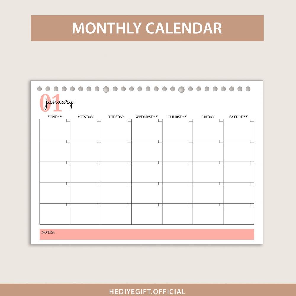 

[KODE 9DJST] A5 Loose Leaf I Monthly Calendar