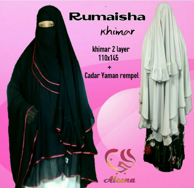 Rumaisha khimar 2 layer plus cadar yaman rempel