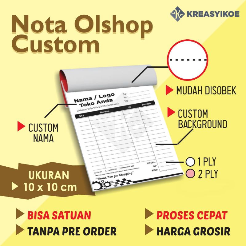 

Nota Olshop Satuan 2 Ply 10x10 cm