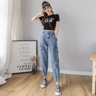  Perempuan  overall celana  jeans semi dan  musim gugur baru 