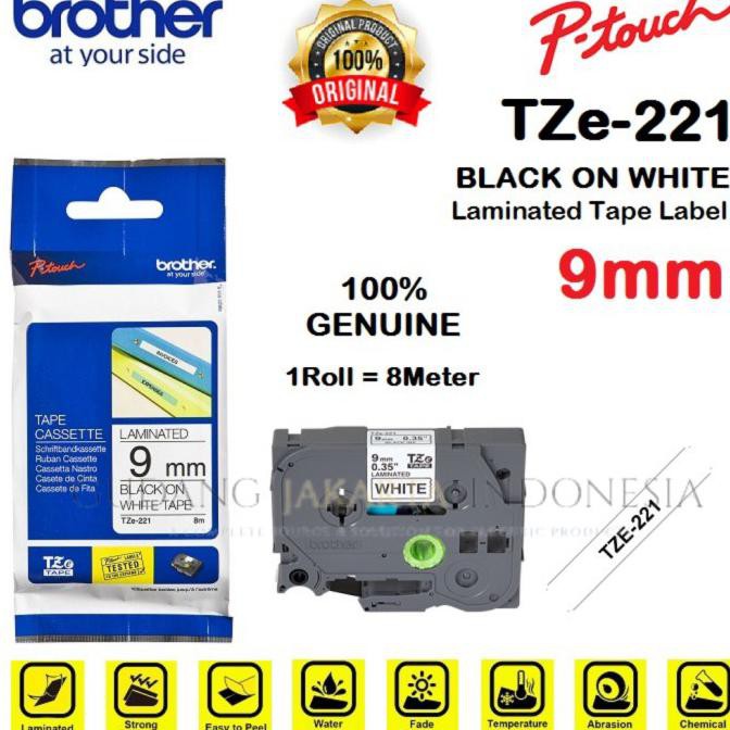 

BROTHER TZe-221 9mm P-Touch Tape Label Black on White