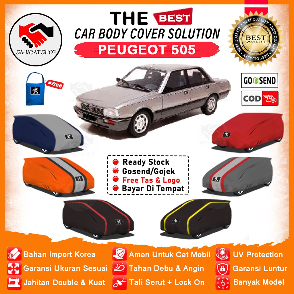 Sahabat Body Cover Mobil Peugeot 505 / Sarung Penutup Peugeot 505 Outdoor / Mantel Tutup Selimut Pelindung Kerudung Terpal Jas Mantol Kelambu Pembungkus Mobil Sedan Peugeot 505 Waterproof Anti Air Model Orange