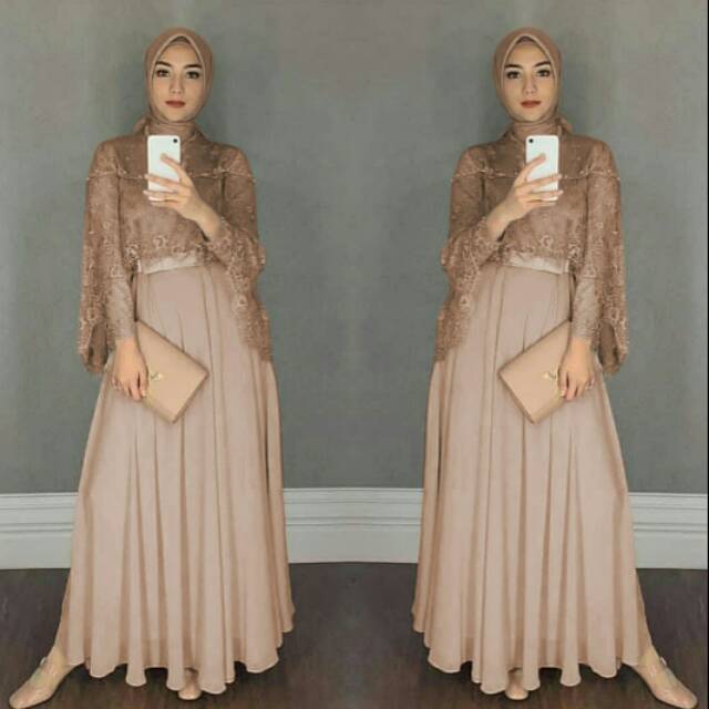 Gamis Maxi / Baju Dress Wanita Muslim Chikita Moscrepe + Cape Tile Mutiara Mewah HW