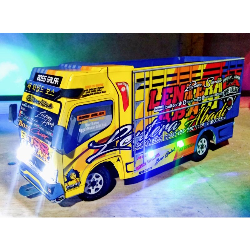Miniatur truk truck trek trak oleng kayu mainan anak BOSS GALAK LENTERA ABADI fariasi lampu