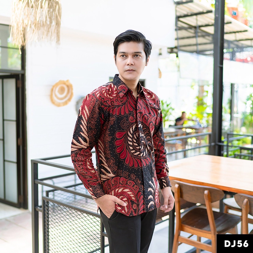 Batik Pria Lengan Panjang BATIK AZMIL HRB026 motif KERATONAN Kode 002 size M L XL XXL Reguler