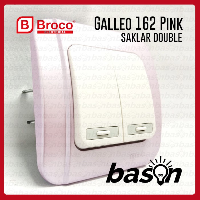 BROCO Galleo Pink / Merah Muda G162 | Saklar 2 Gang 1 Way Switch