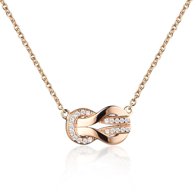 8-Word Infinite Double-Layer Stacked 18K Gold Vachette Clasp Necklace