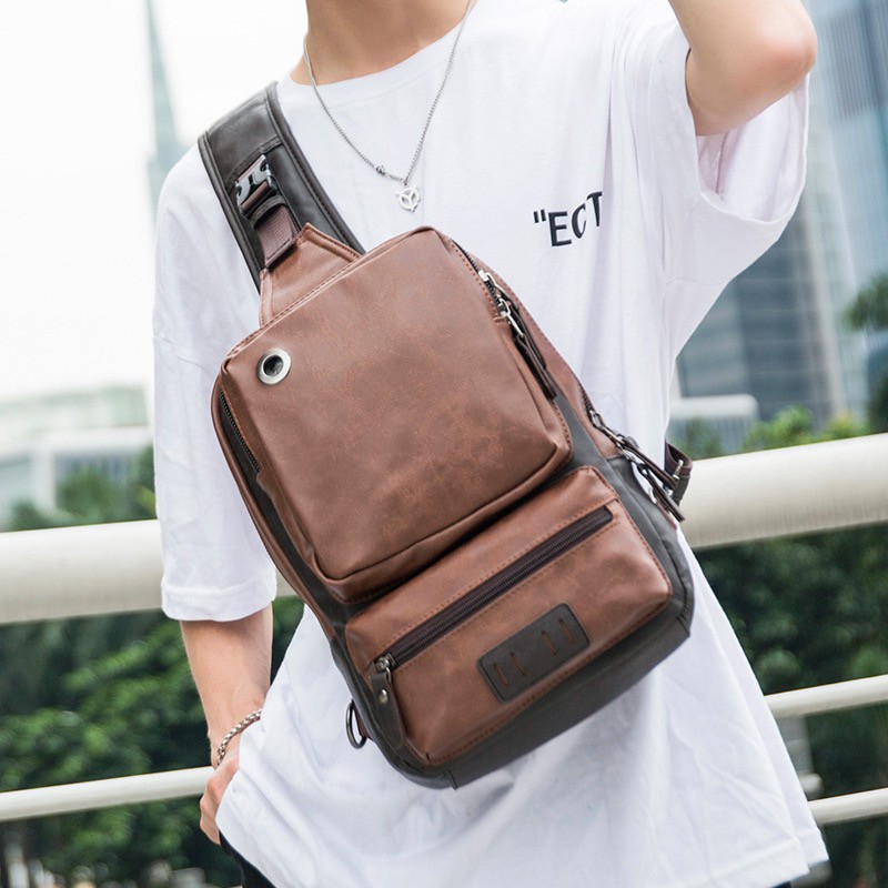 TAS DADA SELEMPANG RANSEL PRIA FASHION KOREA TERBARU 2020 KULIT PU 7713