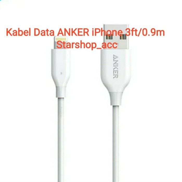 KABEL CABLE DATA ANKER POWER LINE IPHONE USB 3FT/0.9M FAST CHARGING