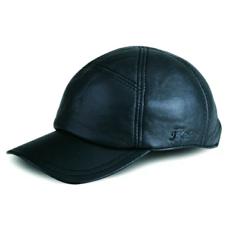 Topi Baseball Pria Keren | Topi Kulit Asli Import | Black Baseball Cap | Topi Cowok Dewasa Original