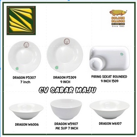 Piring Makan dan mangkok Putih Horeka - Golden Dragon