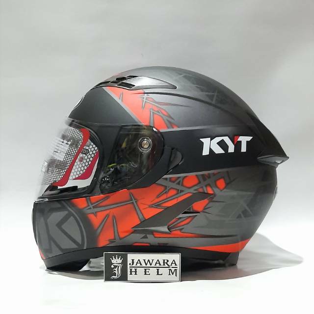 HELM KYT FALCON 2 SPIKE MOTIF GUNMETAL DOFF RED DOFF