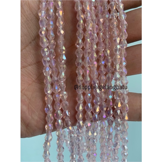 kristal Ceko tetes 6 x 4mm LIGHT PINK natural akrilik payet PREMIUM