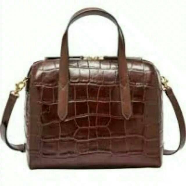 Tas Fossil Sydney Satchel Brown Croco