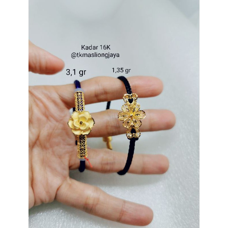 Gelang Tali Charm Emas Model Bambu / Gelang Alphabet Emas Kadar 700/ 16K