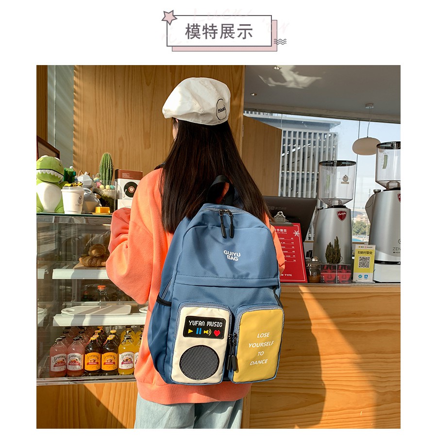 TB-86 tas ransel backpack sekolah kampus besar mp3 import korea jepang pastel