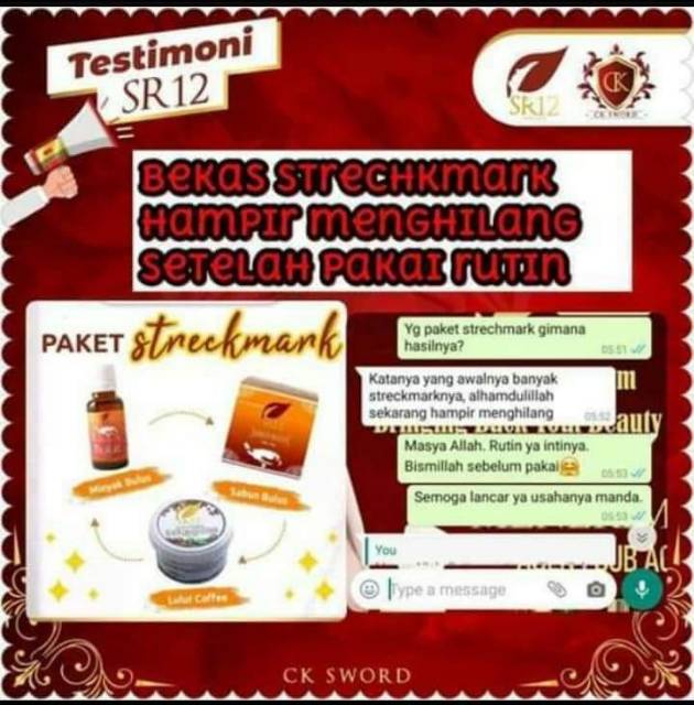 SR12 PAKET PENGHILANG STRETCHMARK / MENGENCANGKAN KULIT / MENCERAHKAN KULIT / MENGHILANGKAN BEKAS LUKA ATAU GATAL