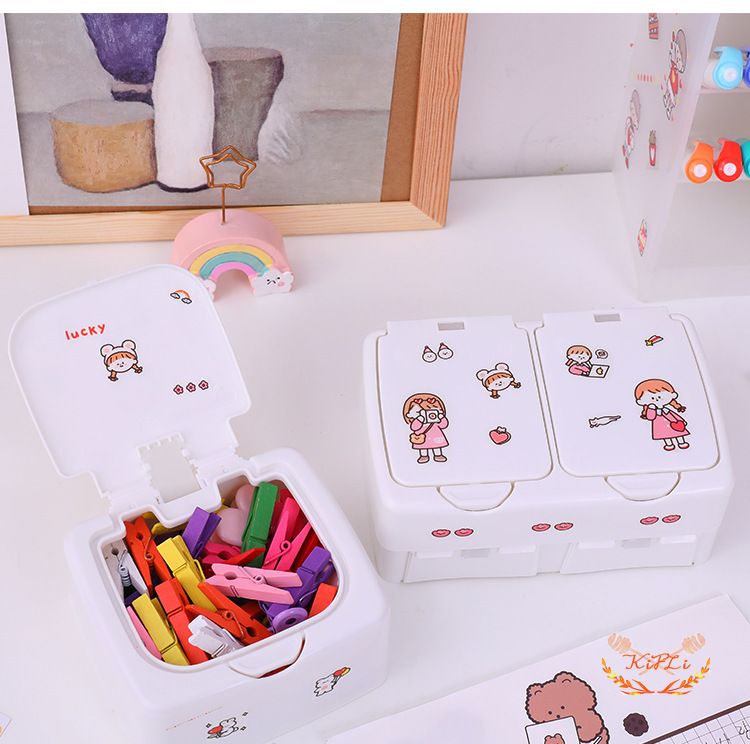 Winzige Sticker Storage Box Stationary Equipment untuk Penyimpanan Umum Di Kantor Sekolah-K2