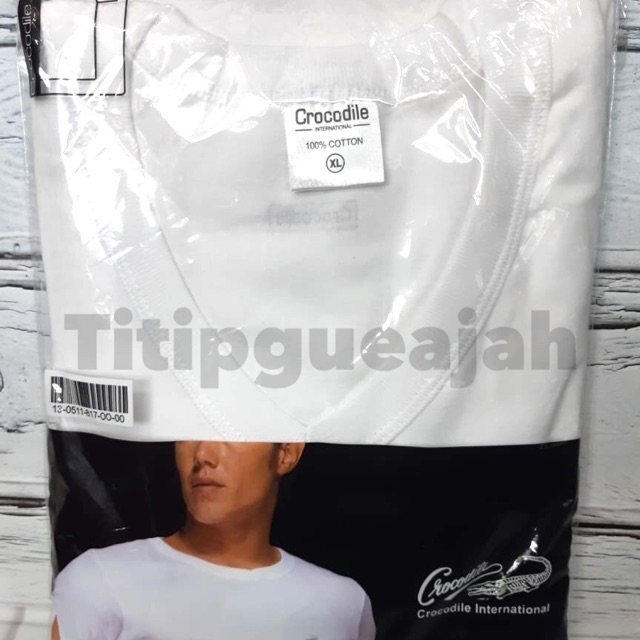 KAOS OBLONG PUTIH CROCODILE V NECK