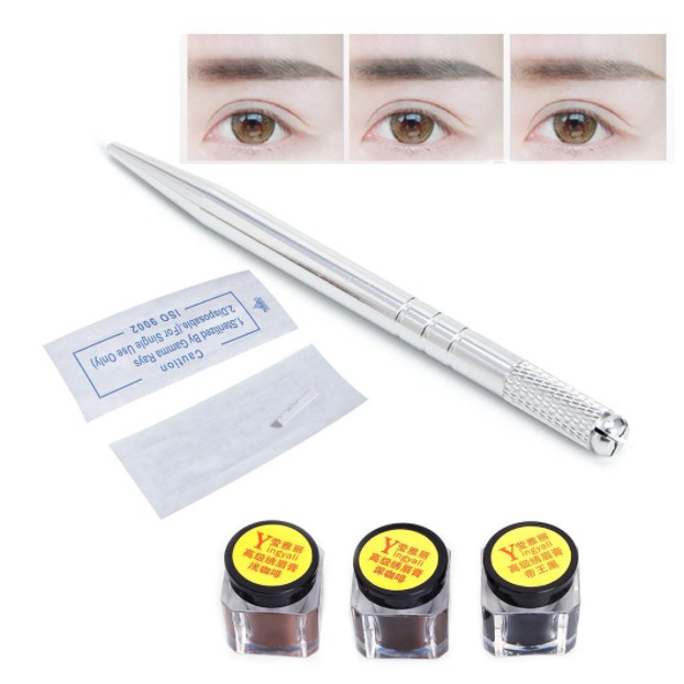 Paket Hemat sulam alis / Pen Microblading Kits Set Manual Pen Needles Ink New / Paket Sulam Alis / Paket Sulam Bibir