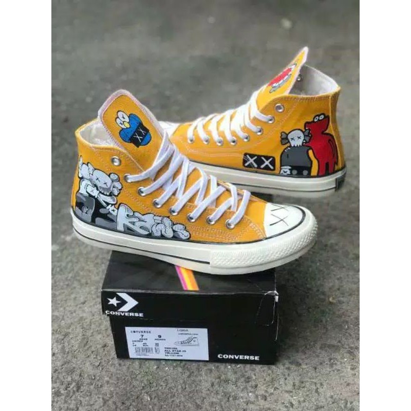 [BEST SELLER ] SEPATU CONVERSE High 70s x KAWS COMPANION YELLOW IMPORT VIETNAM