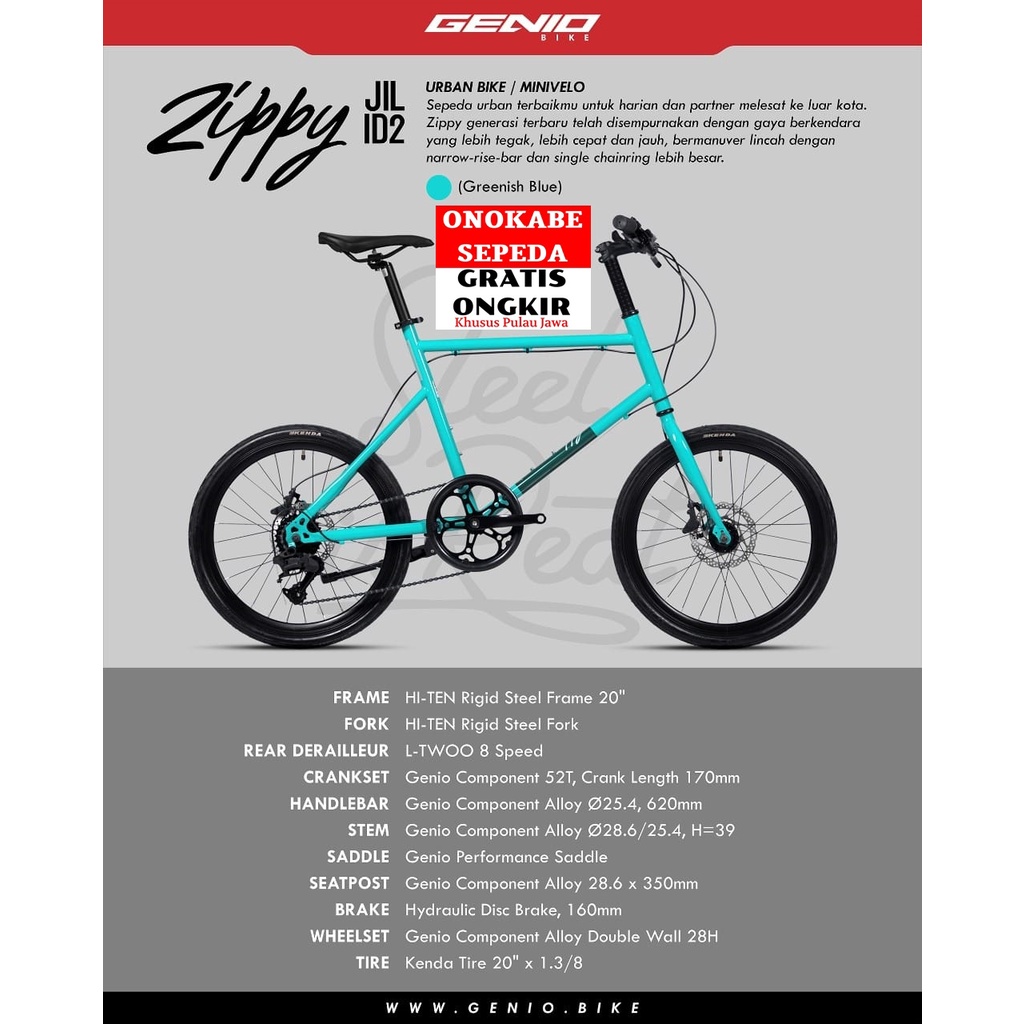SEPEDA MINIVELO 20 GENIO ZIPPY J2 JILID2 STEEL FRAME