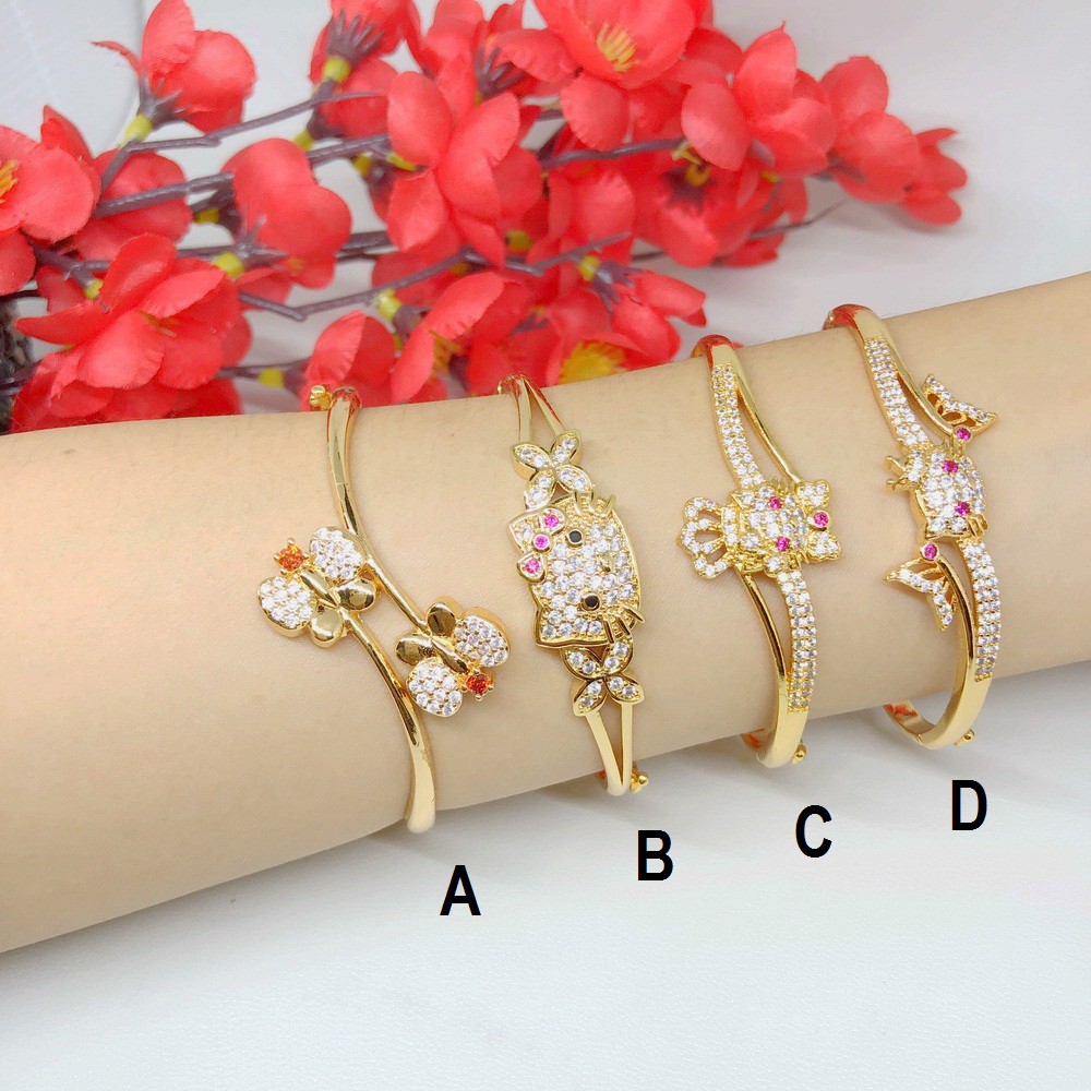 Perhiasan Gelang Bangle Xuping Kitty Kucing Lapis Emas Asli Gold Kupu Kupu - BB333