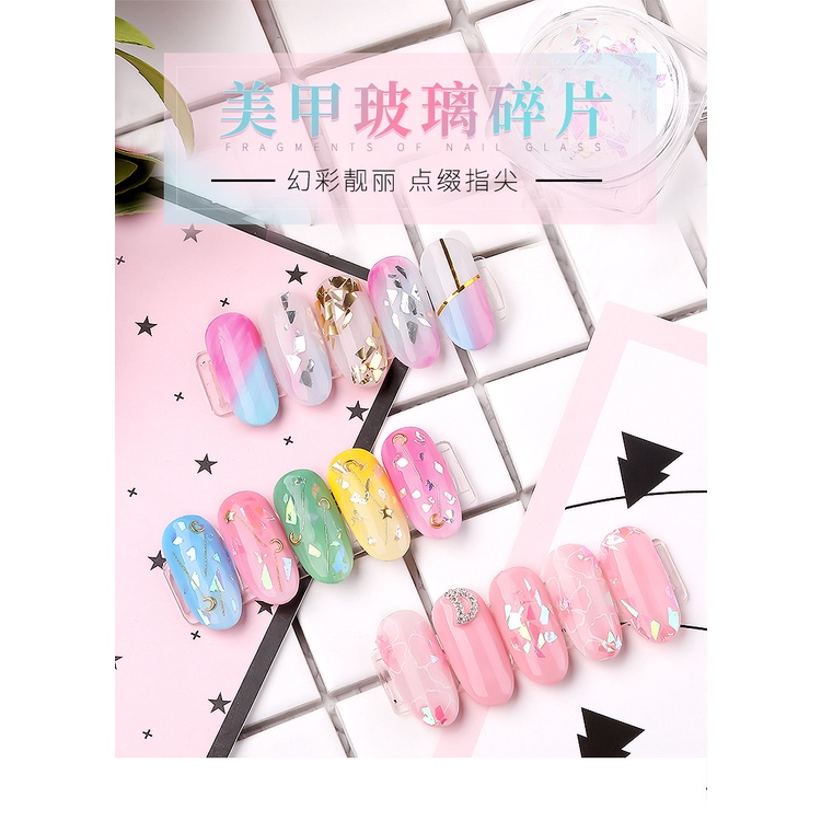 MSY Nail foil korean BROKEN glass gold silver hiasan nailart japan nails foil transfer foil glass kutek gel