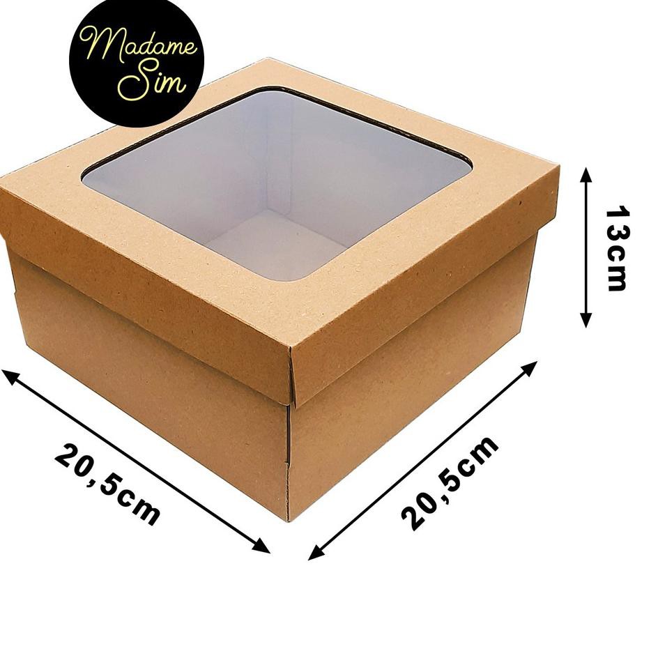 

ZZ ❤️ KOTAK KUE - CAKE BOX 20 x 20 x 13 CM - COKLAT + JENDELA (ISI : 10 PCS) PRI ✅