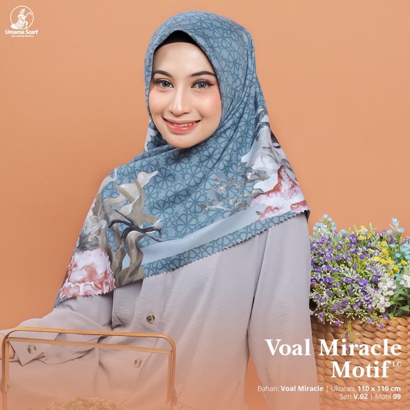 Umama Scarf - Kerudung Motif Segi Empat Voal Miracle Motif Lc