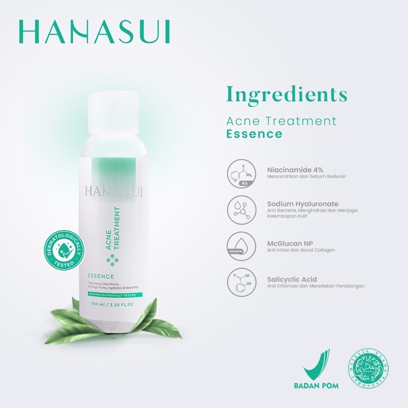 HANASUI Acne Treatment Series Indonesia / Gentle Cleanser Power Essence Day Night Cream Spot Gel Flawless Glow 10 / Brightening Jerawat / Skincare Make Up / Toner Serum Eye Mask Sunscreen / Body Spa Lip Cream Tint Pelembab / Paket Lengkap Set Wajah Face