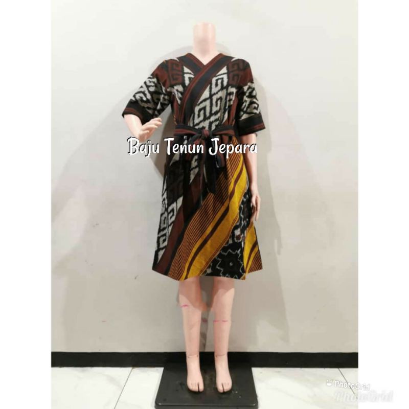 Dress tenun jepara baju tenun jepara kimono etnik kimono tenun DTB45