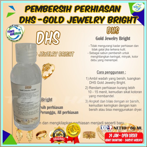 (COD) PEMBERSIH PERHIASAN EMAS /PERAK /TEMBAGA /(PERHIASAN DARI LOGAM) DHS GOLD JEWERLY BRIGHT 60ML