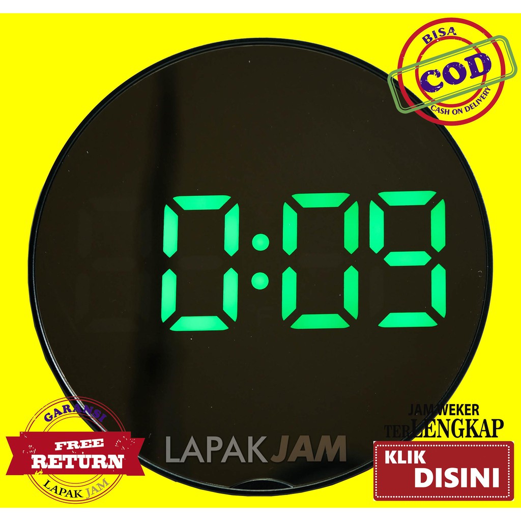 Jam Weker Alarm Clock  Bulat Warna Hitam Polos Unik ESA 6505