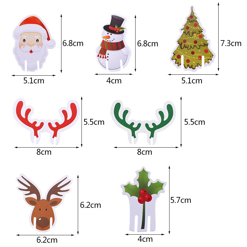 Label Penanda Gelas Wine Desain Tanduk Rusa / Pohon Natal / Santa Claus / Snowman / Pohon Kelapa Untuk Pesta Natal / Ulang Tahun