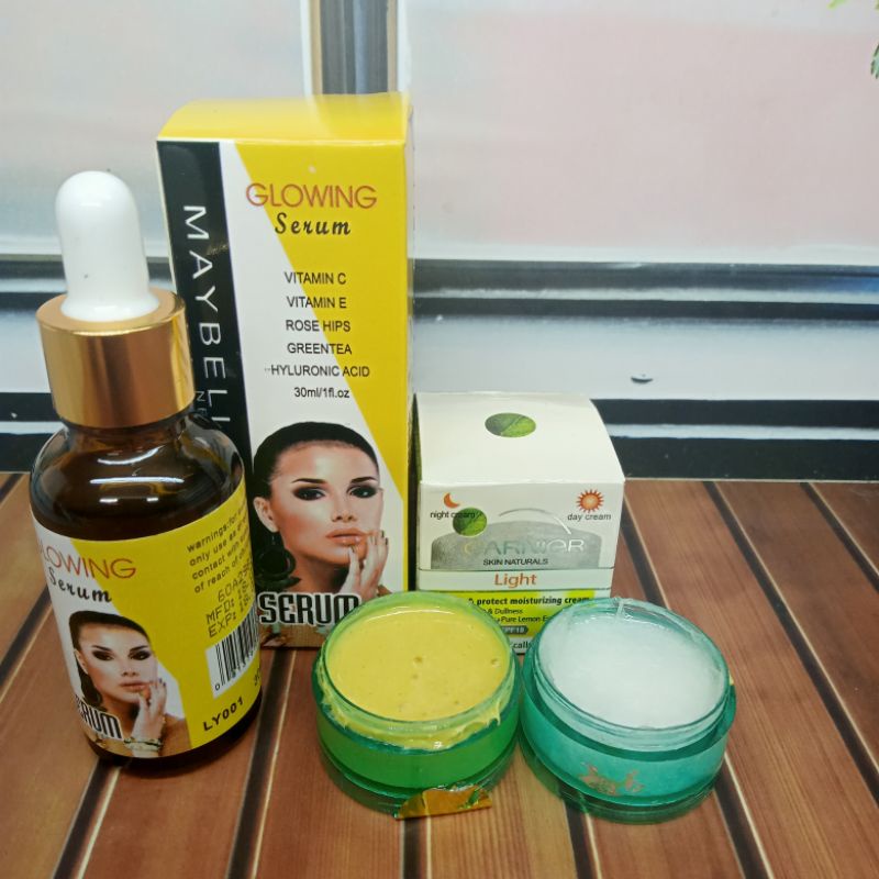 Cream Garnier Siang Dan Malam + Serum Maybelline