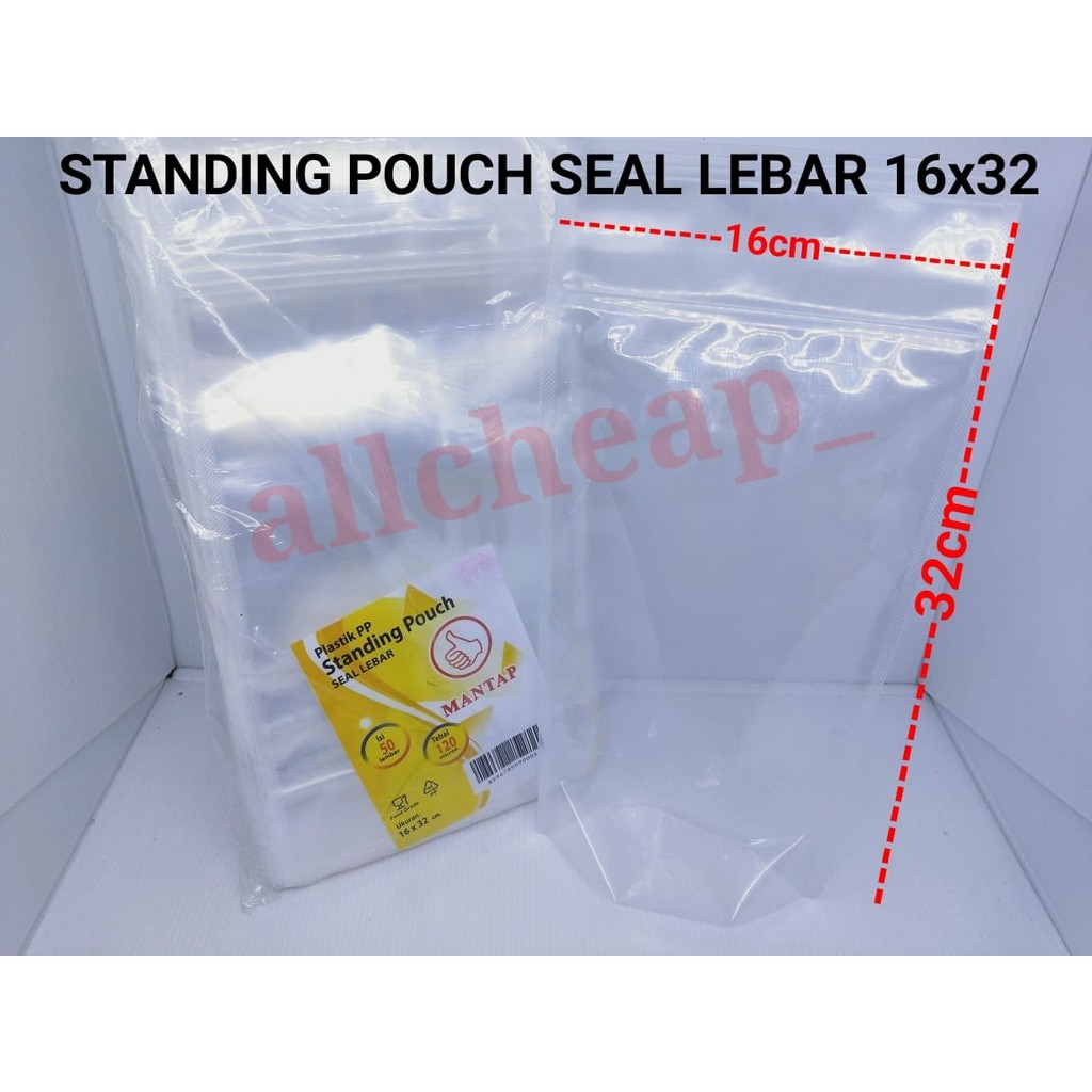 isi 50PCS PP STANDING POUCH MANTAP 16x32 SEAL LEBAR PP KLIP BENING BERDIRI