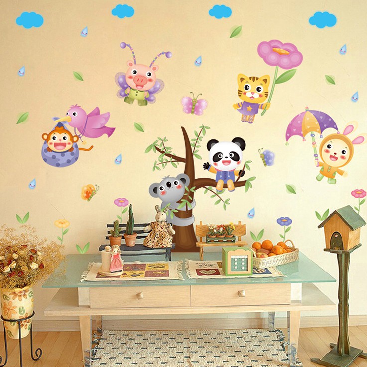 Reliza Wall Sticker Pohon Hewan Tree animal Panda Koala 8206 Stiker Dinding