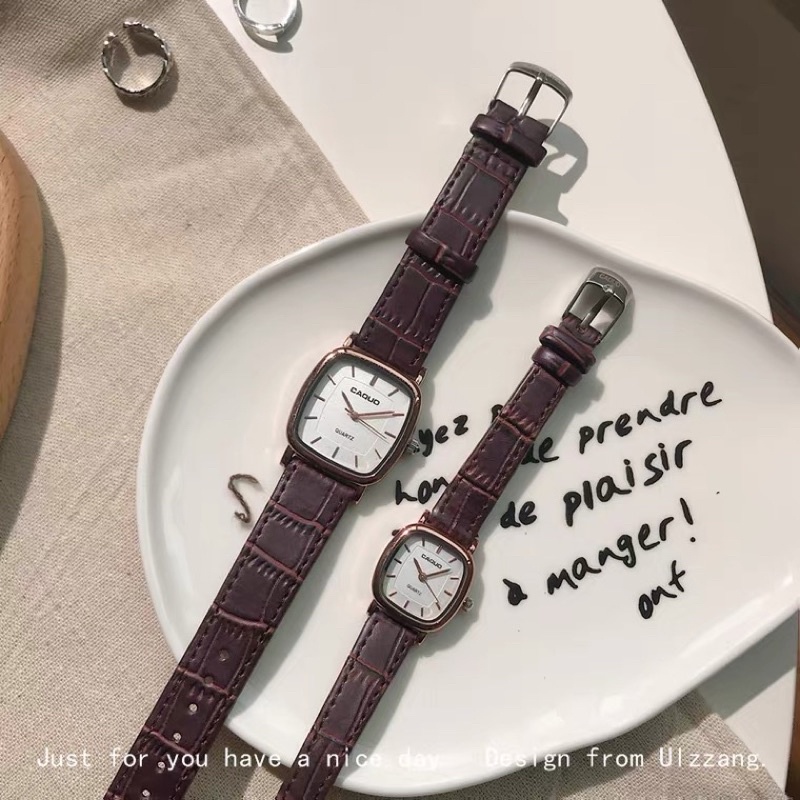 KOOLEY Jam tangan Couple Pasangan KY-BA wanita dan pria Warna coklat dan Hitam Gaya ulzzang Korea Import
