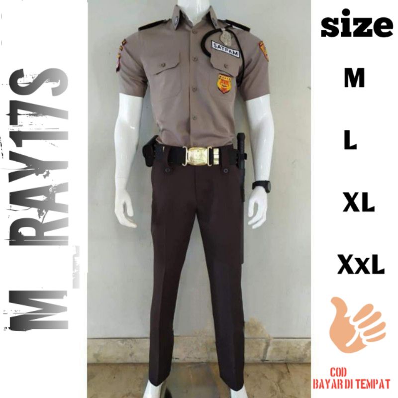 stelan seragam satpam security PDL_PDH 2023-2024 coklat cream terbaru COD bayar ditempat