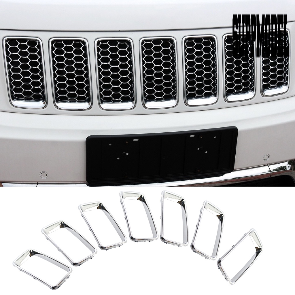 7pcs / Set Ring Cover Trim Grill Depan Mobil Jeep Grand Cherokee 2014-2016