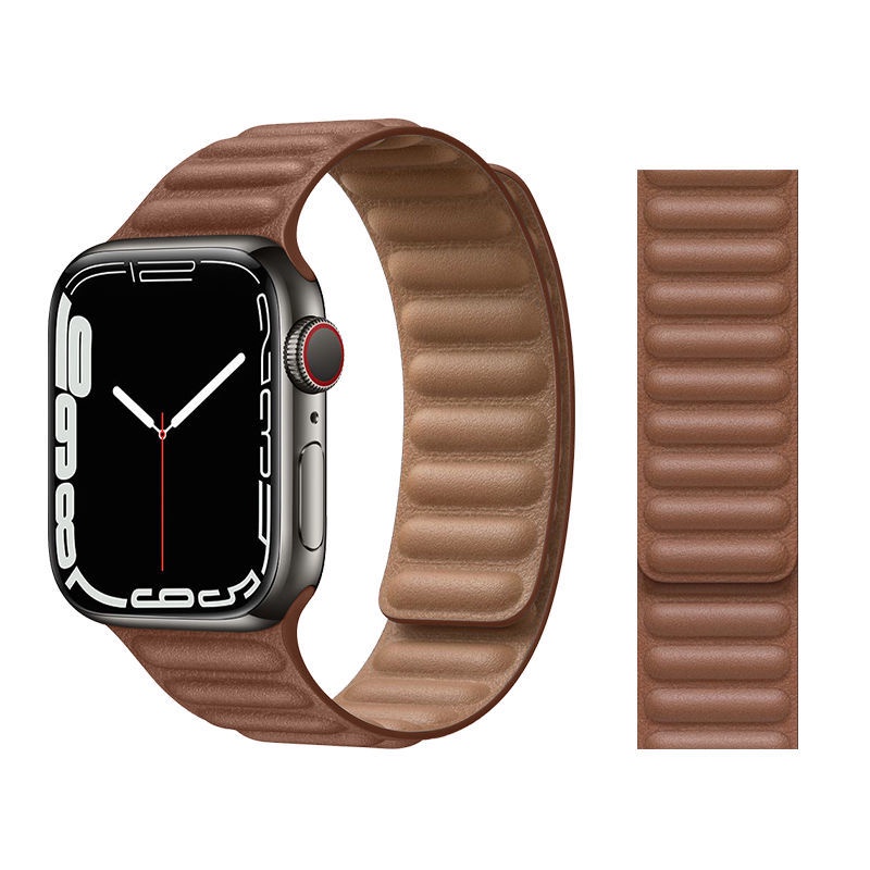 Genuine Leather Strap for APPLE WATCH 7 6 SE 5 4 3 iWatch Leather Magnetic Loop Band 41 45 44 42 40 38mm