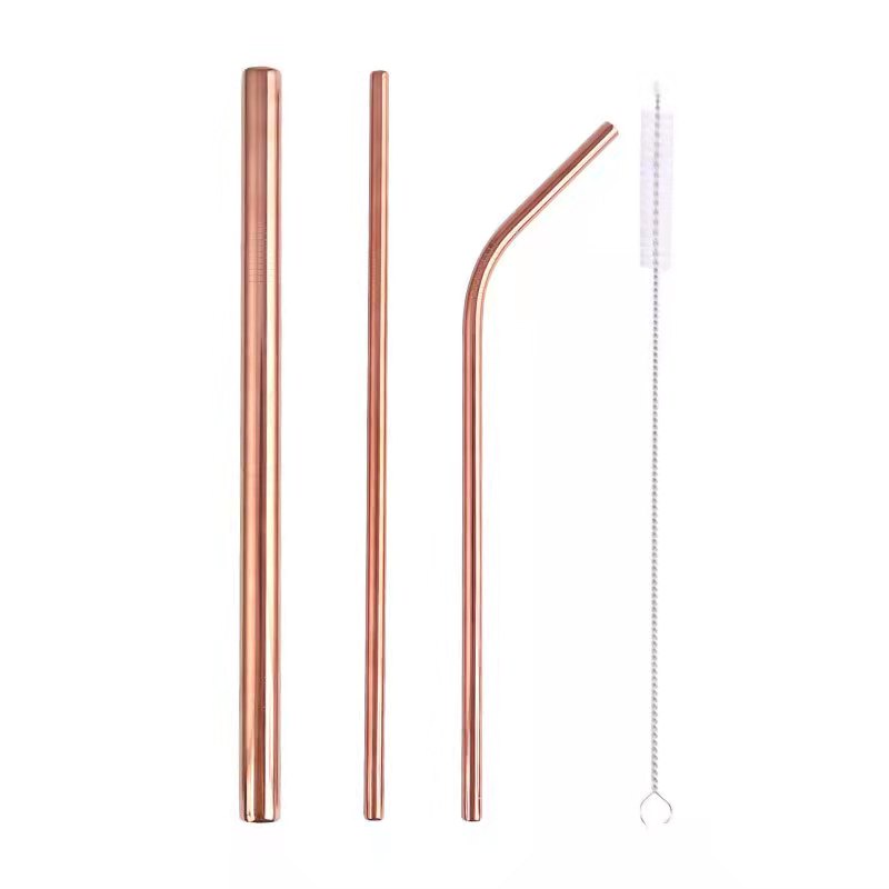 Straw Set Metal Stainless Steel Reuseable Sedotan Minuman Set 4 Pcs