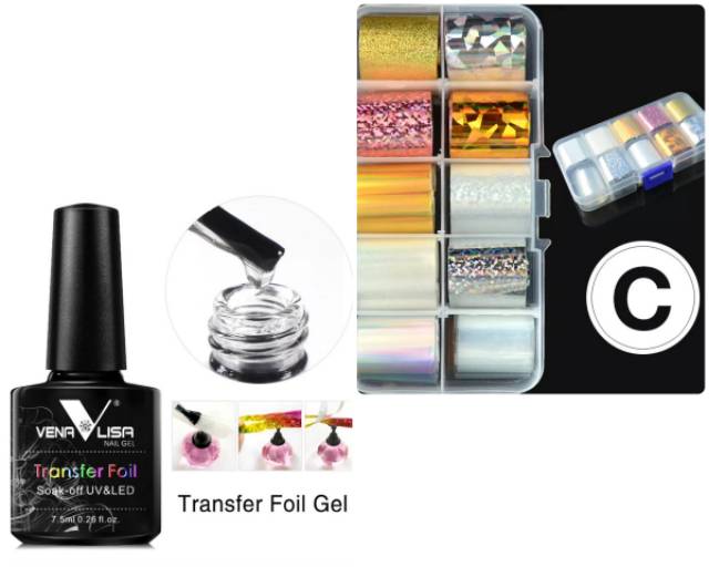 NAIL GEL GLUE FOIL TRANSFER 7.5ml CAT KUKU KUTEX HIASAN GAMBAR