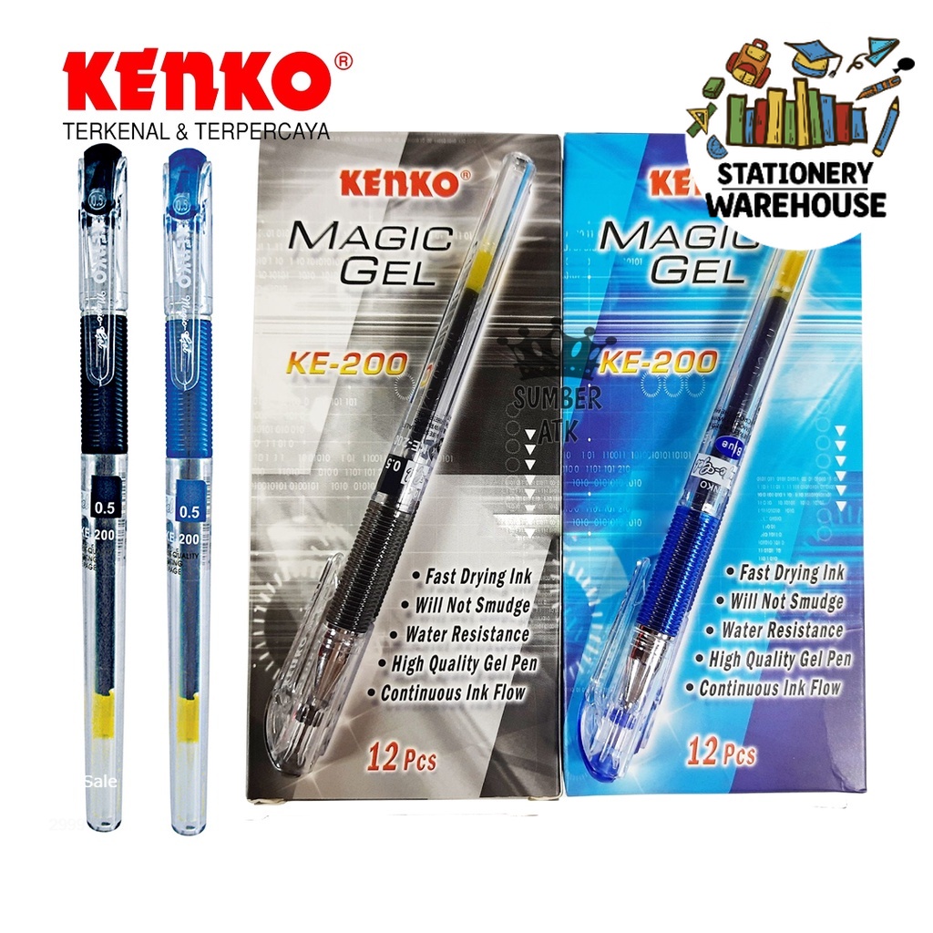 

KENKO GEL PEN KE-200 (Magic Gel) 0.5MM /12 PCS 1 LUSIN / PEN TINTA GEL